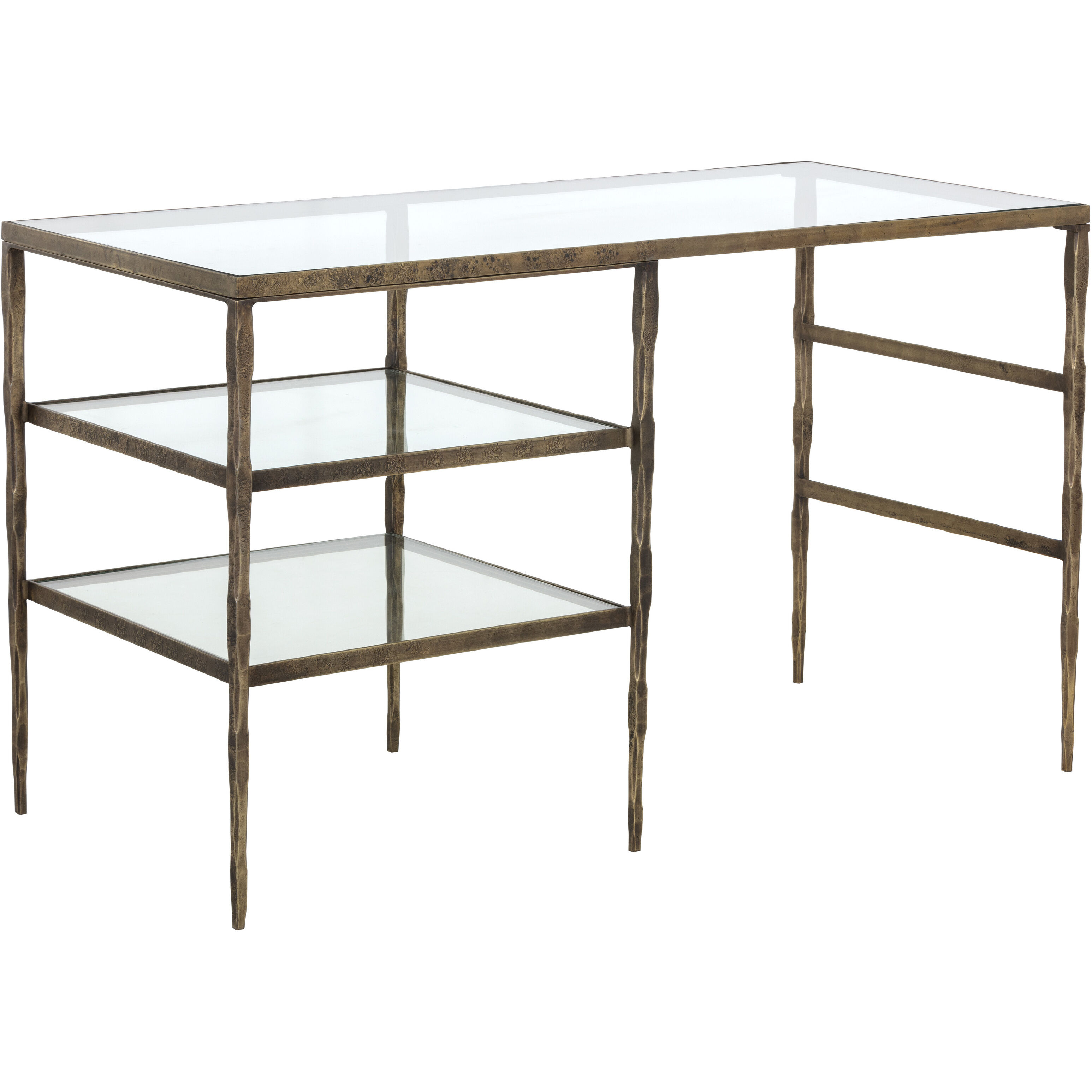 Bruna 52 X 24 inch Clear / Antique Brass Desk